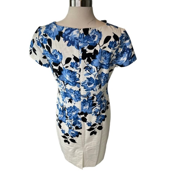 Talbots Dress Womens Floral Short Sleeve Knee Length Spring Summer White 10P - Picture 5 of 11